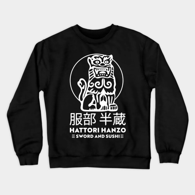 Hattori Hanzo Sword and Sushi (light) Crewneck Sweatshirt by Doc Multiverse Designs